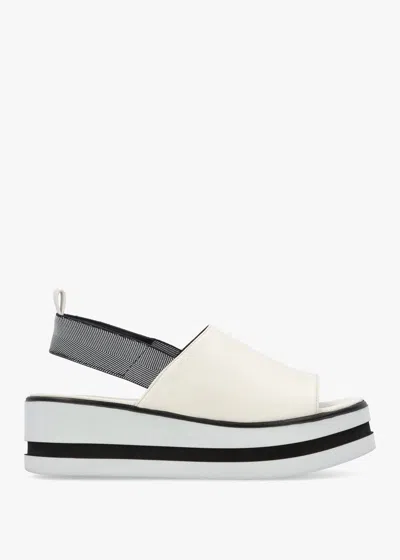 Daniel Sasly White Leather Flatform Sandals