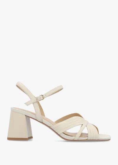Daniel Savery Cream Leather Mid-block Heel Sandals In Neutral