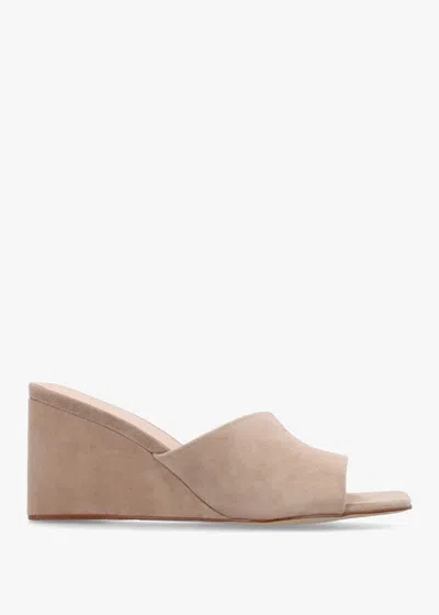 Daniel Sayne Dorsay Beige Suede Wedge Mules In Brown