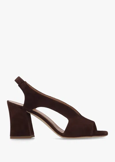 Daniel Scoop Brown Suede Cut Away Shaped Heel Sandals