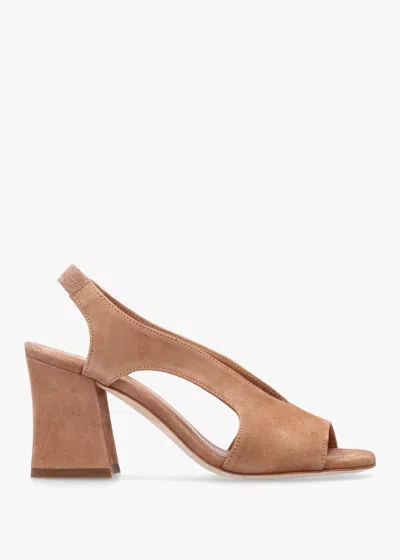 Daniel Scoop Beige Suede Cut Away Shaped Heel Sandals