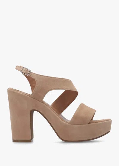 Daniel Seline Beige Suede Asymmetric Platform Sandals In Brown