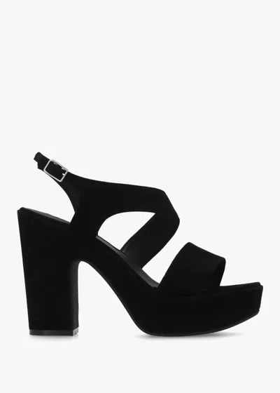 Daniel Seline Black Suede Asymmetric Platform Sandals