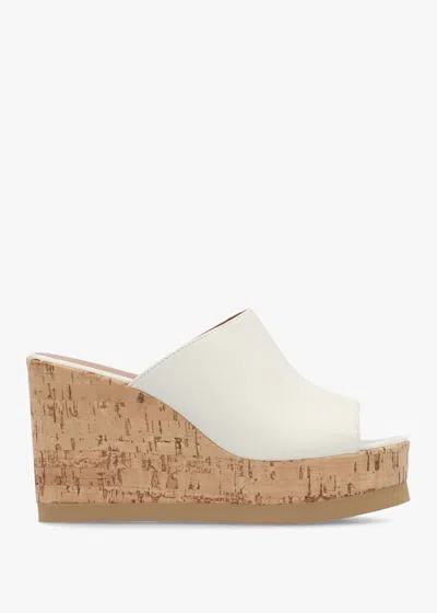 Daniel Sheli Cream Leather Cork Wedge Mules In Neutral