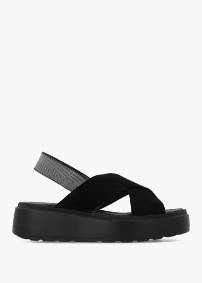 Daniel Sofly Black Suede Flatform Sandals