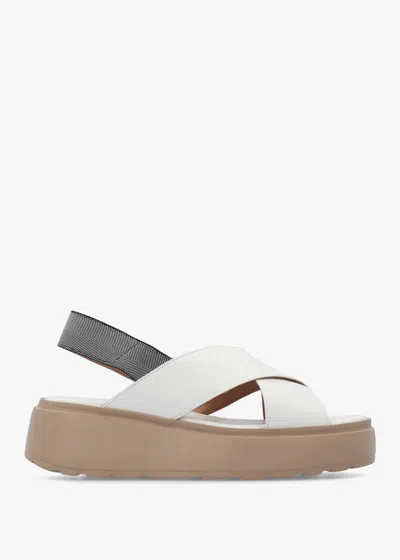 Daniel Sofly White Leather Flatform Sandals