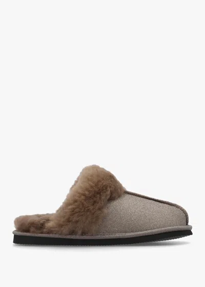 Daniel Soglit Taupe Sheepskin Slippers In Tpm