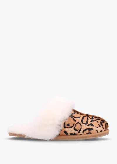 Daniel Soleo Leopard Calf Hair Sheepskin Twinface Slippers