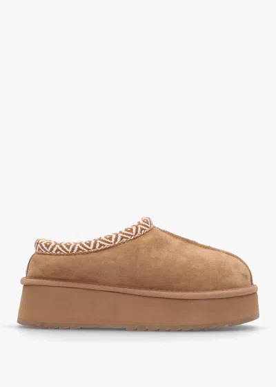 Daniel Somolly Tan Suede Platform Slippers