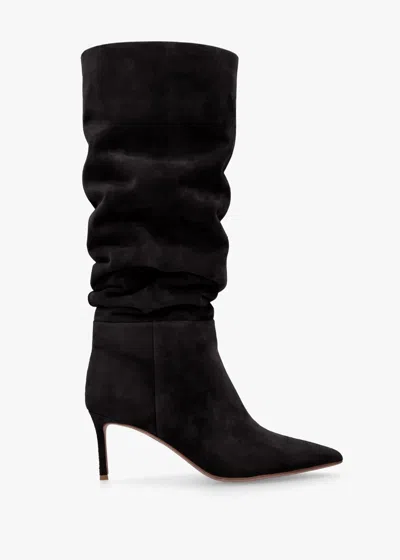 Daniel Suched Black Suede Heeled Knee Boots