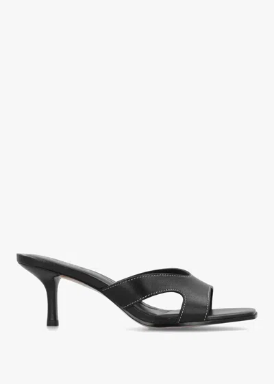 Daniel Sule Black Leather Low Heel Mules