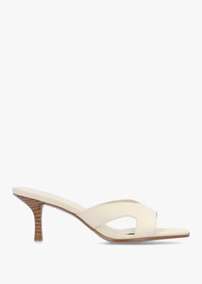 Daniel Sule Cream Leather Mid Heel Mules In White