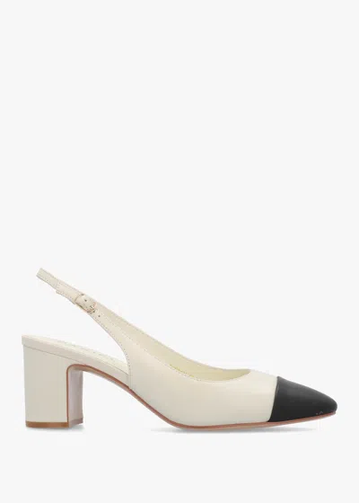 Daniel Sulia Cream Leather Toe Cap Sling Back Heeled Court Shoes In White