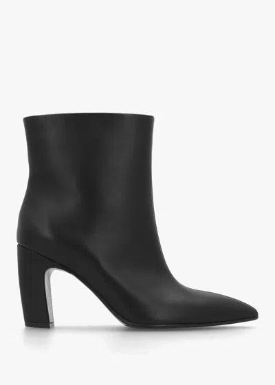 Daniel Suzie Black Leather Curved Heel Ankle Boots