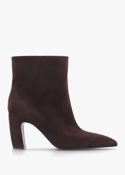 Daniel Suzie Brown Suede Curved Heel Ankle Boots