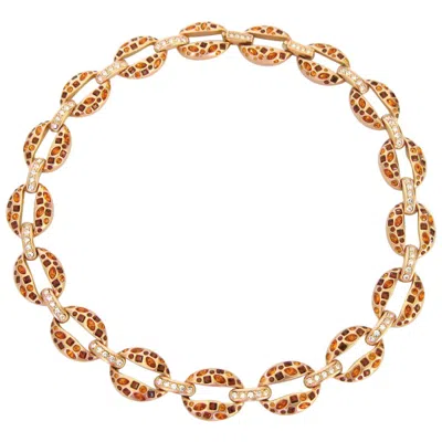 Pre-owned Daniel Swarovski Amber & Clear Crystal Necklace New, Never Worn 1980s In Brown