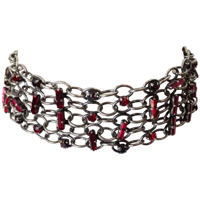 Pre-owned Daniel Swarovski Chainmail Rhinestone Choker In Black