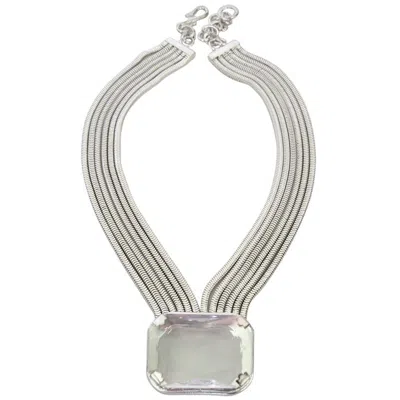 Pre-owned Daniel Swarovski Necklace Crystal Silver Snake Chain 1990s