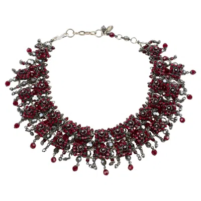 Pre-owned Daniel Swarovski Paris Victorian-inspired Red Crystal Choker Necklace