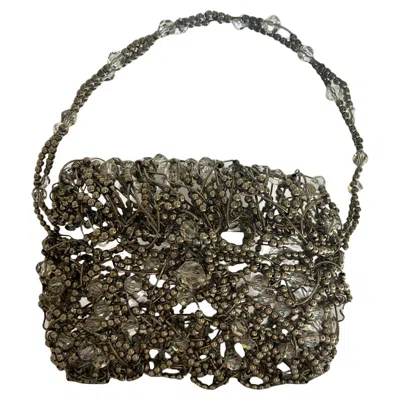Pre-owned Daniel Swarovski Silver Beaded Bag By  In Black