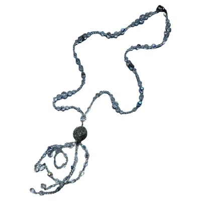 Pre-owned Daniel Swarovski Silver Metal Round Drop Necklace By  In Multi