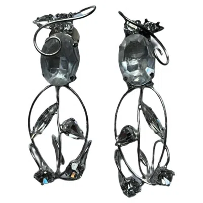 Pre-owned Daniel Swarovski Sparkling Silver Clip-on Earrings With Crystal Accents By  In Multi