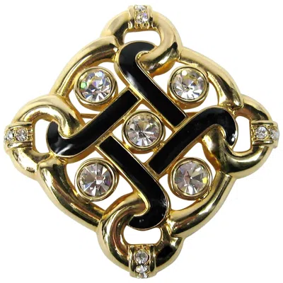 Pre-owned Daniel Swarovski Swarovski Crystal Black Enamel Brooch New, Never Worn 1980s