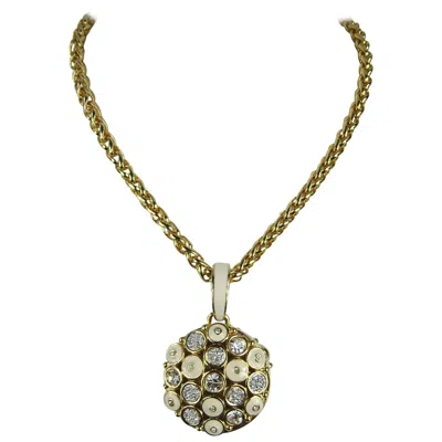 Pre-owned Daniel Swarovski Swarovski Drop Necklace Bezel Crystal & Enamel Pendant New, Never Worn In Sand