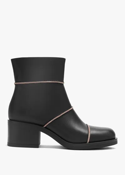 Daniel Tabitha Black Leather Block Heel Ankle Boots