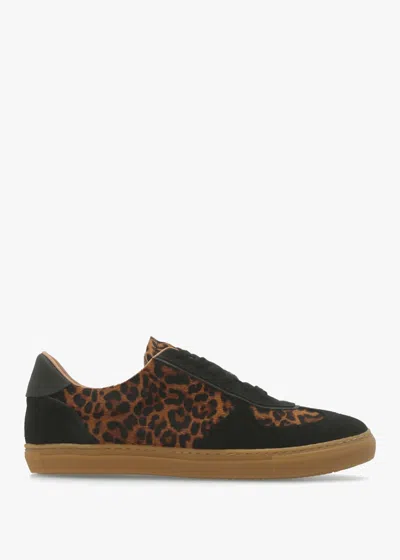 Daniel Tahlia Leopard Pony Hair Low Profile Trainers In Brown