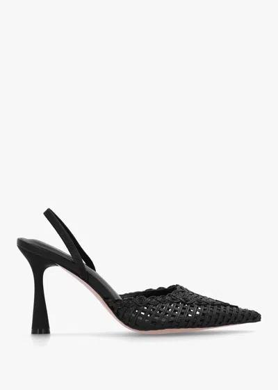 Daniel Tiffarlie Black Woven Sling Back Court Shoes In Black Leather