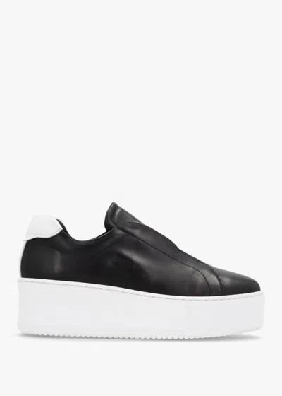 Daniel Tred Black Leather Laceless Flatform Trainers