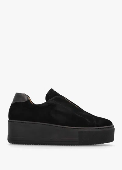 Daniel Tred Black Suede Laceless Flatform Trainers