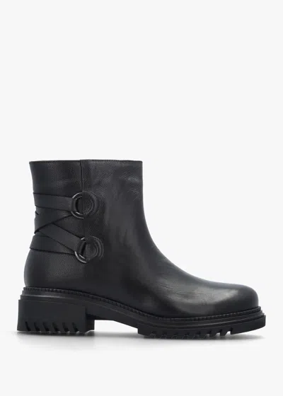Daniel Valie Black Leather Lace Back Ankle Boots