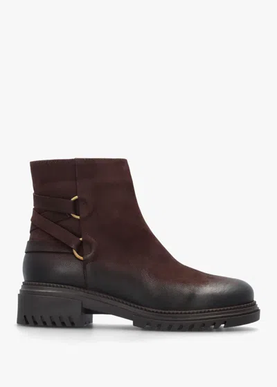 Daniel Valie Brown Nubuck Lace Back Ankle Boots