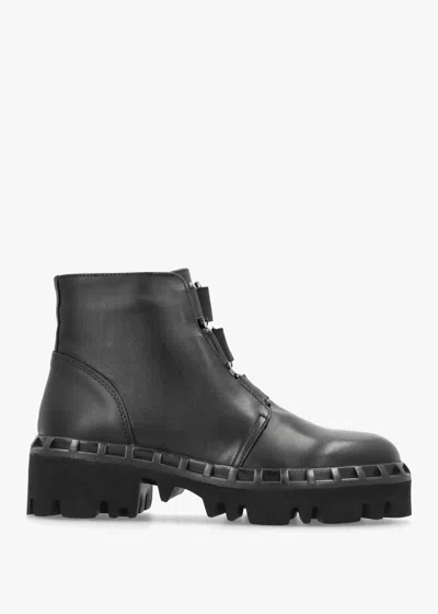 Daniel Victory Black Leather Chunky Ankle Boots