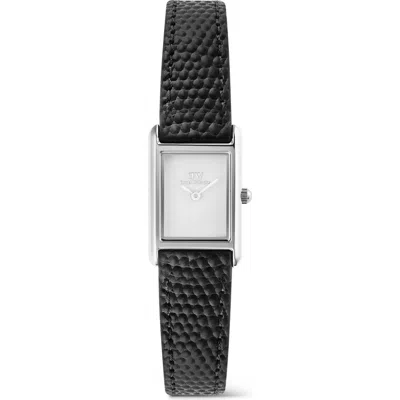 Daniel Wellington Bound Mini Tank Leather Strap Watch, 17mm X 26mm In Black