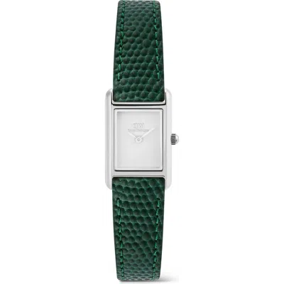 Daniel Wellington Bound Mini Tank Leather Strap Watch, 17mm X 26mm In Green