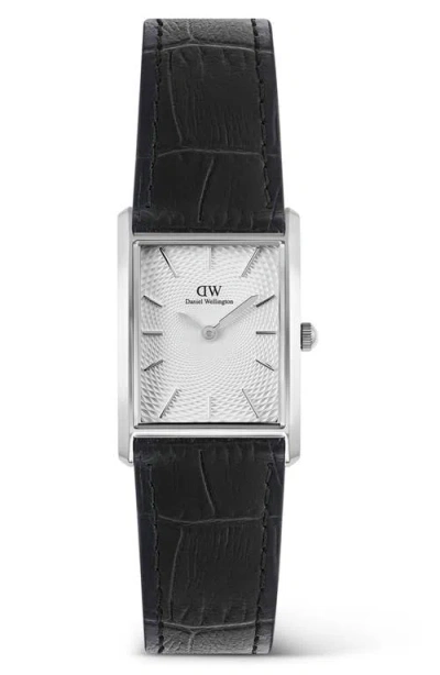 Daniel Wellington Bound Tank Leather Strap Watch, 22mm X 32mm In Black