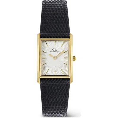 Daniel Wellington Bound Tank Leather Strap Watch, 24mm X 35mm In Black