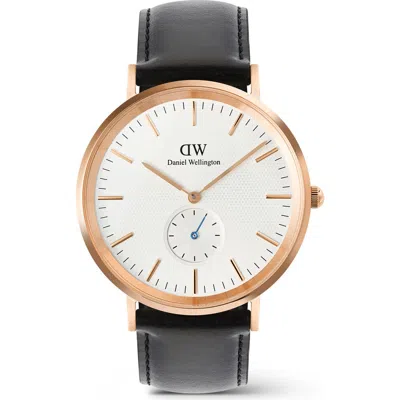 Daniel Wellington Classic Multi Eye Leather Strap Watch, 40mm In Black