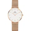 Daniel Wellington Classic Petite Mesh Strap Watch, 32mm In Rose Gold/black/rose Gold