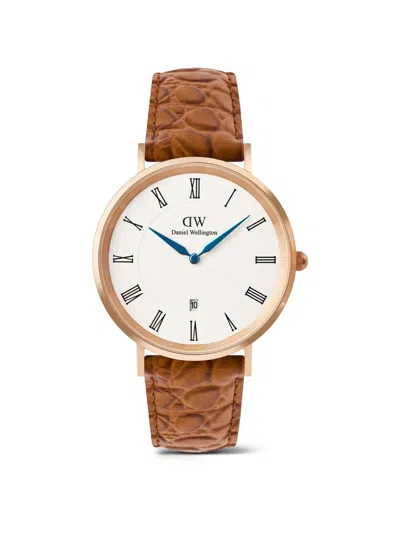 Daniel Wellington Classic Roman Numerals 40mm Watch In Brown