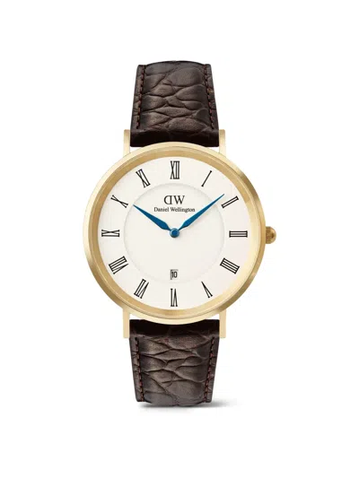 Daniel Wellington Classic Roman Numerals Date 40mm Watch In Brown