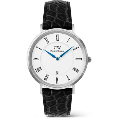 Daniel Wellington Classic Roman Numerals Leather Strap Watch, 40mm In Black