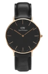 Daniel Wellington Classic Sheffield Leather Strap Watch, 36mm In Multi