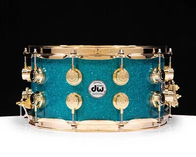 Pre-owned Daniel Wellington Dw Collector's 7x14 Ssc Maple Snare - Teal Glass W/gold Hw