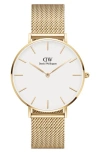 Daniel Wellington Grand Petite Evergold Mesh Strap Watch, 36mm In Gold