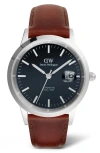 Daniel Wellington Iconic Automatic Leather Strap Watch, 40mm In Multi