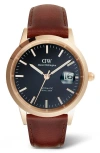 Daniel Wellington Iconic Automatic Leather Strap Watch, 40mm In Multi